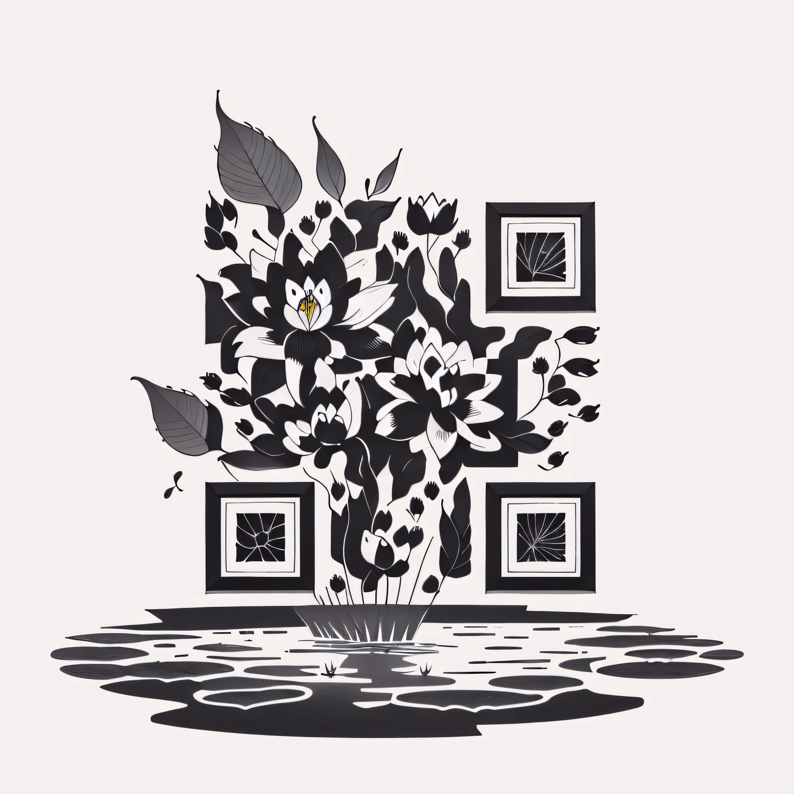 Lotus Pond Ink Tattoo QR Code for Temporary Tattoos — image 1