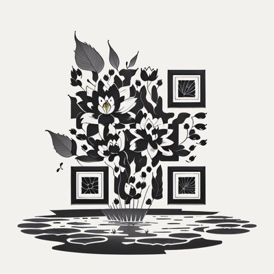 Lotus Pond Ink Tattoo QR Code for Temporary Tattoos