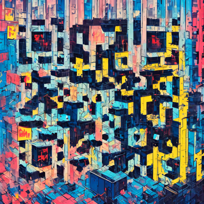 Башни киберпанк-города в стиле комикса: QR-код для постеров — изображение 1
