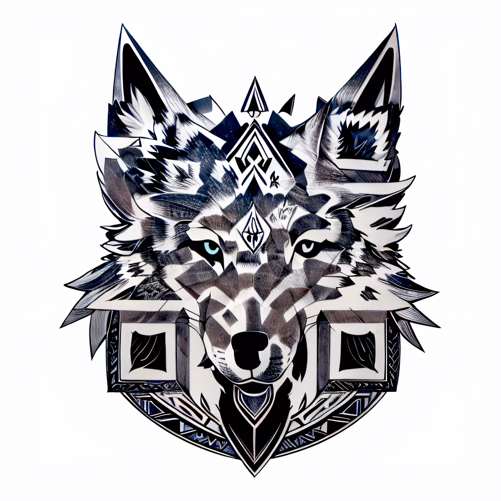 Geometric Wolf Head Tattoo QR Code for Temporary Tattoos — image 1