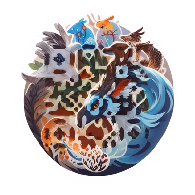 Mythical Creature Circle Vector QR Code for Stickers — image 1