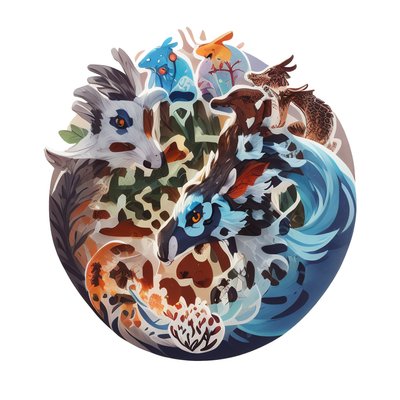Mythical Creature Circle Vector QR Code for Stickers