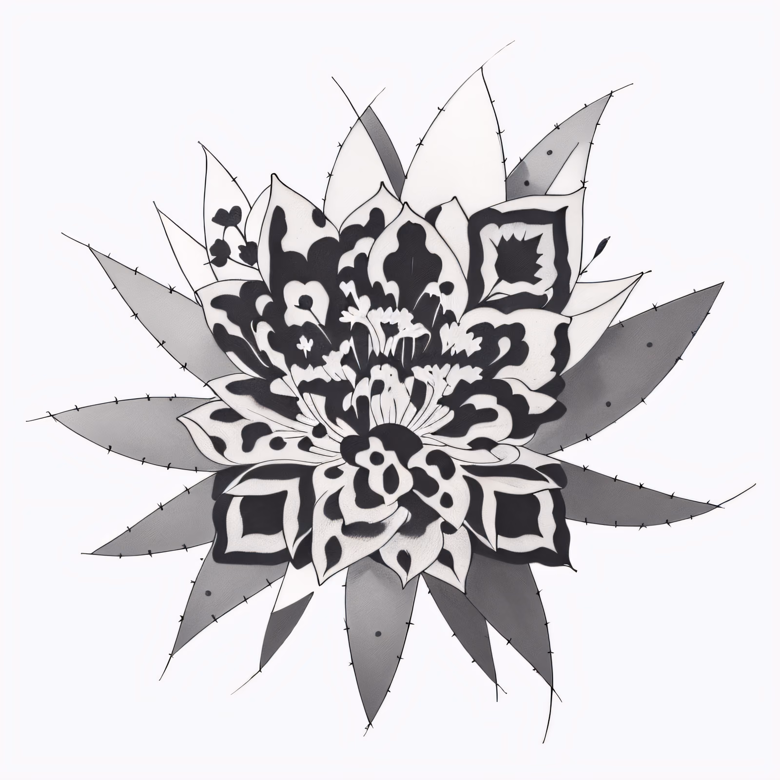 Cactus Flower Ink Tattoo Plant QR Code for Temporary Tattoos — image 1