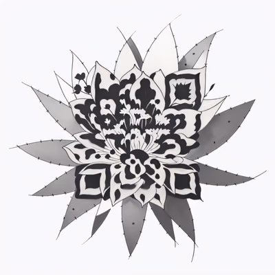 Cactus Flower Ink Tattoo Plant QR Code for Temporary Tattoos — image 1