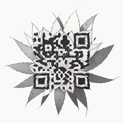 Cactus Flower Ink Tattoo Plant QR Code for Temporary Tattoos