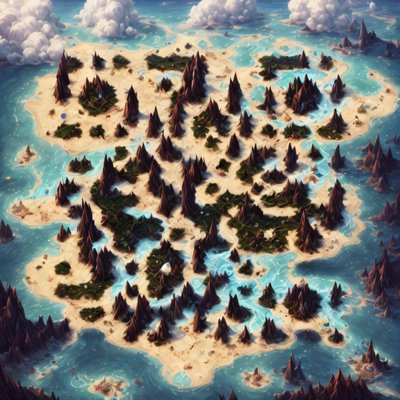 Fantasy Island Map Concept Art QR Code for Posters