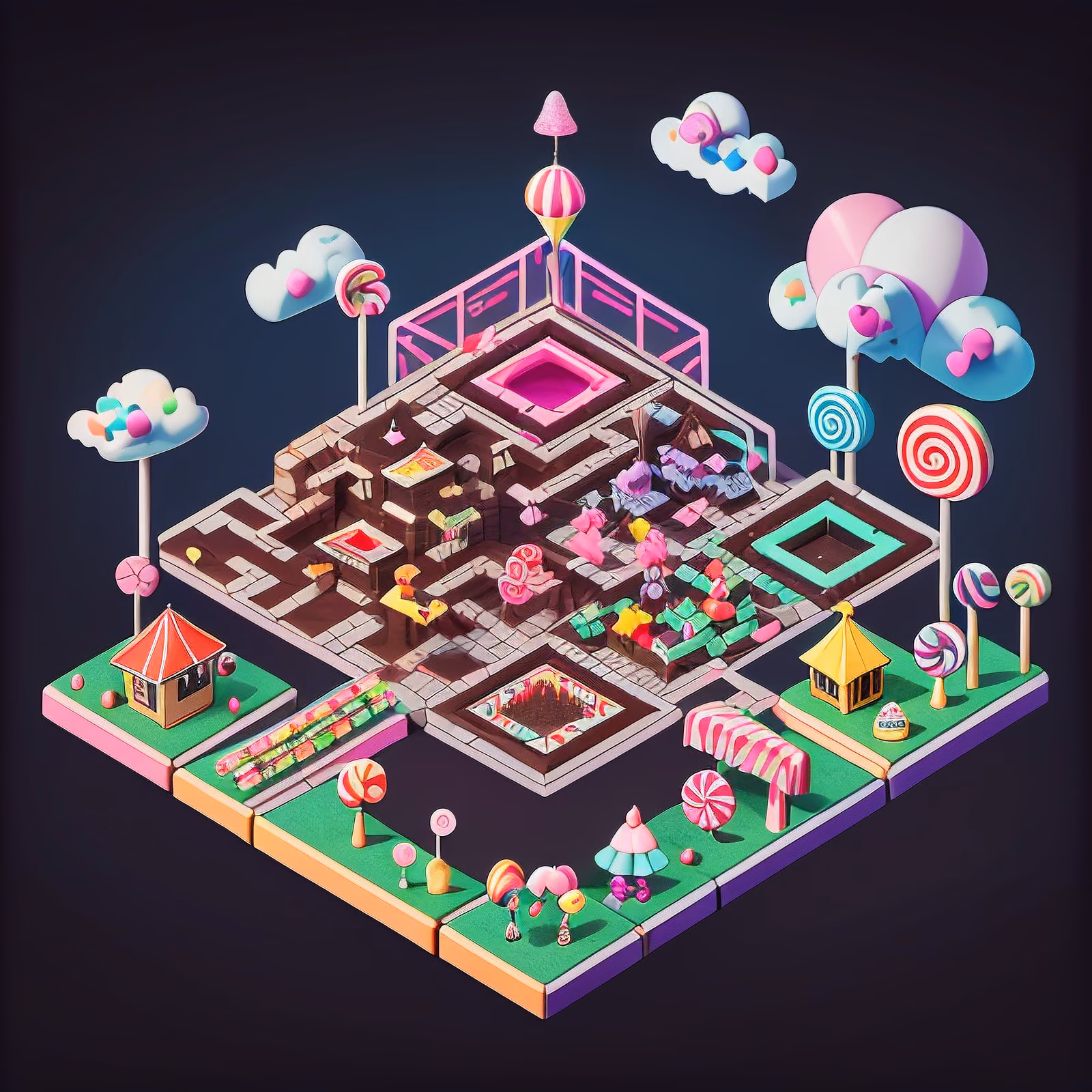 Isometric Candy Carnival Town QR Code for Posters — image 1