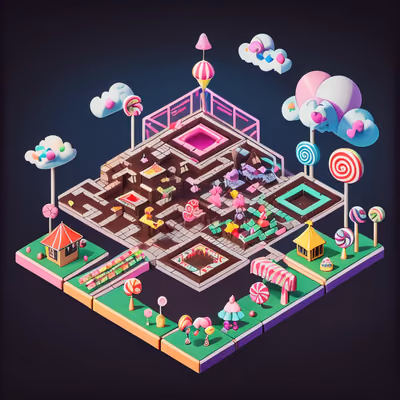 Isometric Candy Carnival Town QR Code for Posters — image 1