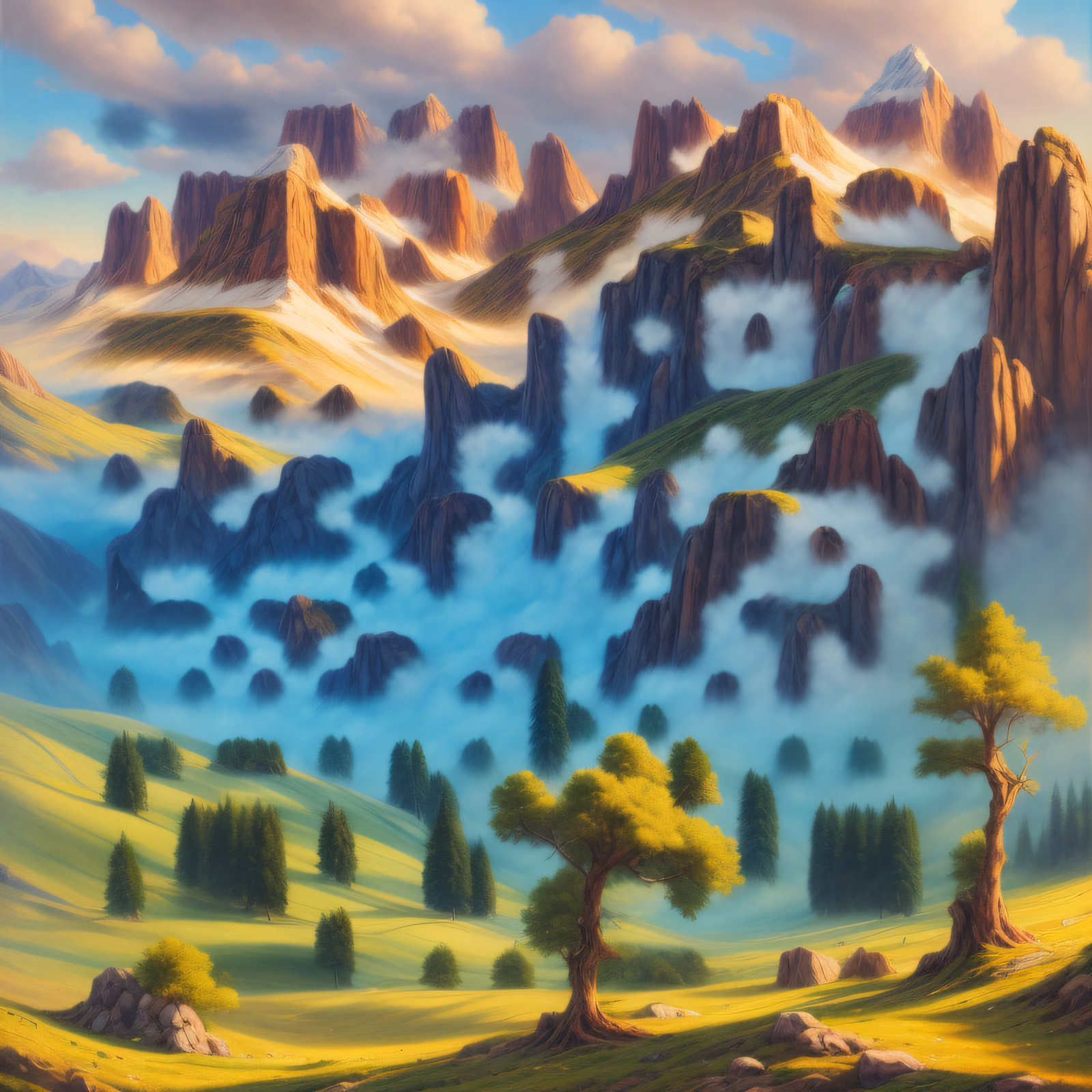 Alpine Valley Mountain Painting QR Code Art — image 1