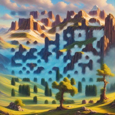 Alpine Valley Mountain Painting QR Code Art
