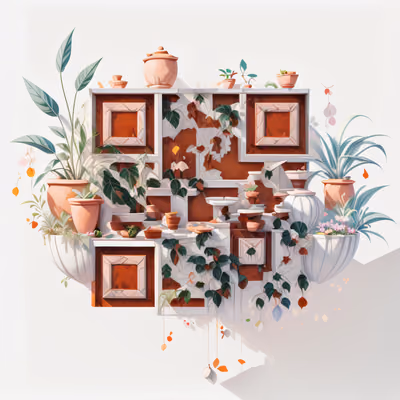Terracotta Pots Botanical 3D QR Code Art — image 1