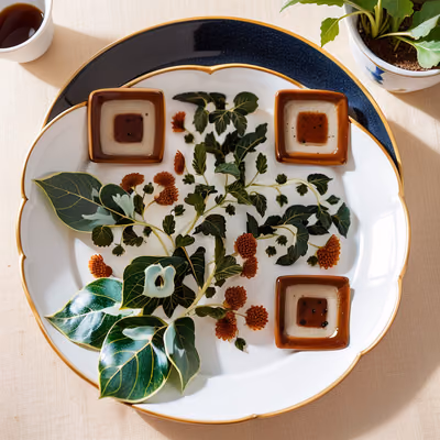 Painted Ivy Ceramic Plate Folk QR Code Art — image 1