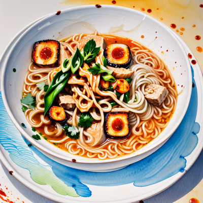 Spicy Noodle Bowl Watercolor QR Code for Restaurant Menus — image 1