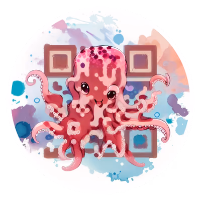 Kawaii Octopus Watercolor QR Code for Stickers — image 1