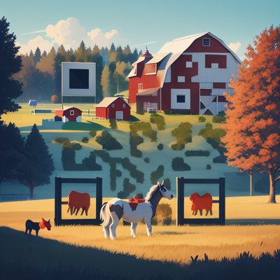 Pony and Red Barn Vector QR Code Art