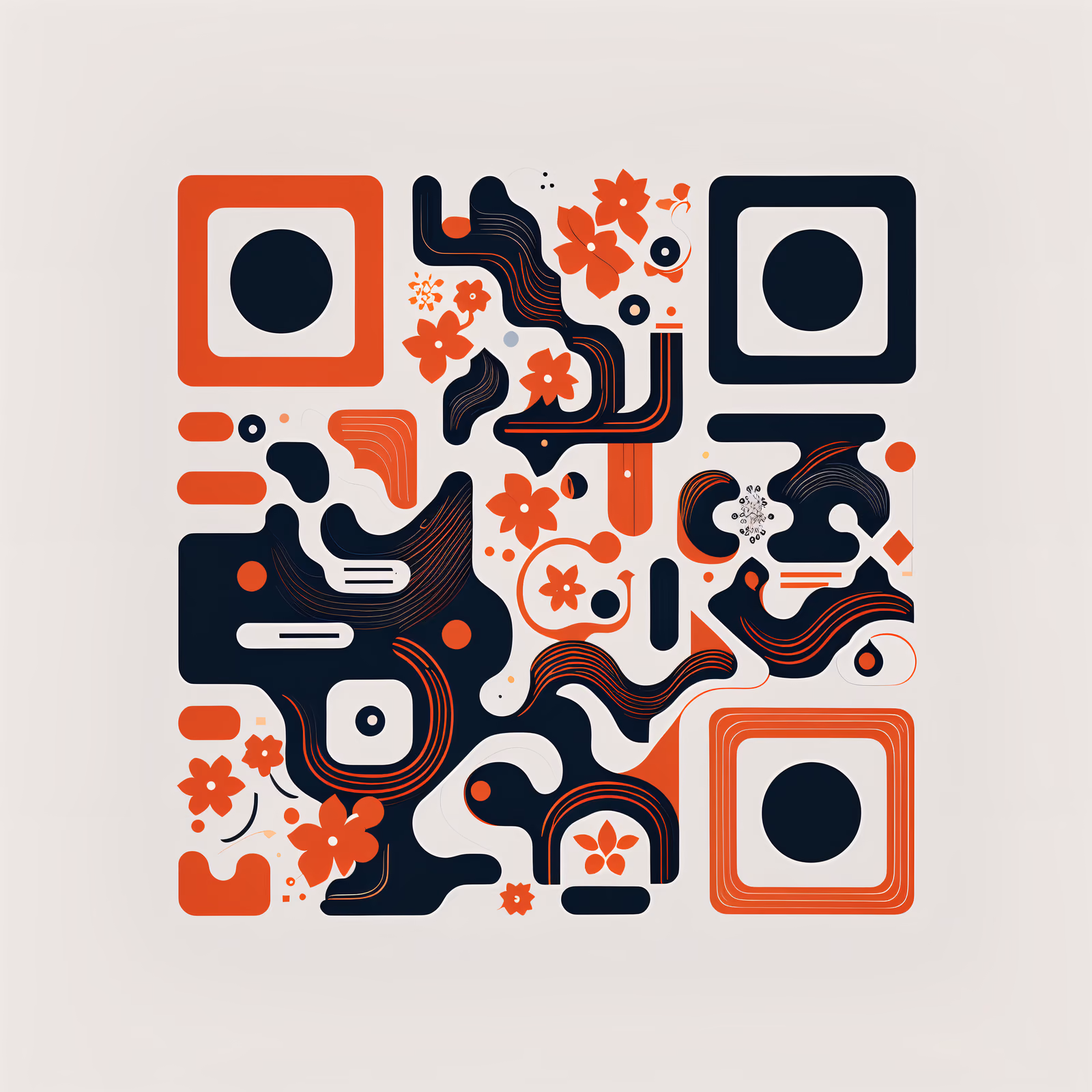 Geometric Flowers Flat Vector QR Code for Posters — image 1
