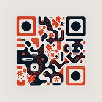 Geometric Flowers Flat Vector QR Code for Posters