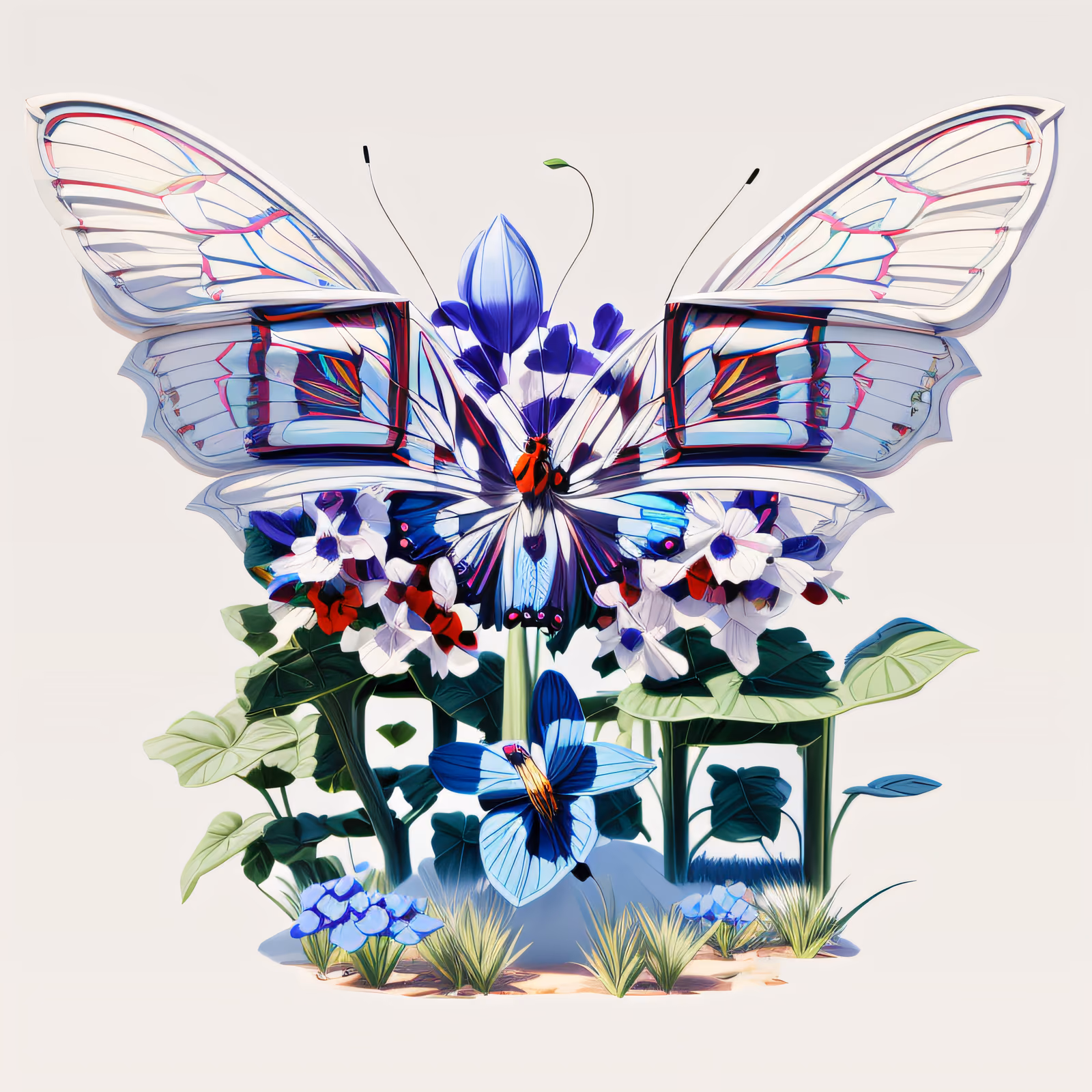 Бабочка и ипомея: 3D QR-код для наклеек — изображение 1