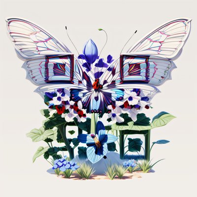 Бабочка и ипомея: 3D QR-код для наклеек