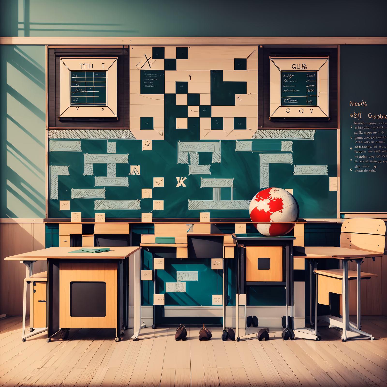 Retro Classroom Chalkboard Illustration QR Code for Posters — image 1