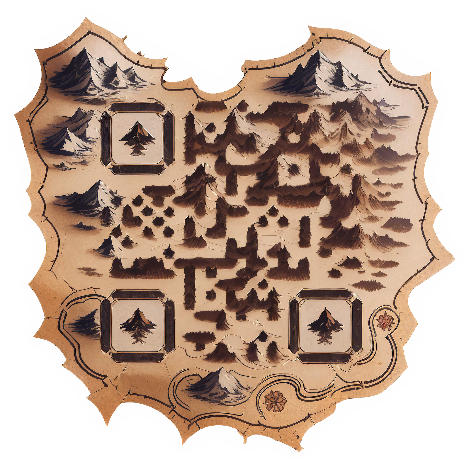 Parchment Mountain Map Ink QR Code for Stickers — image 1