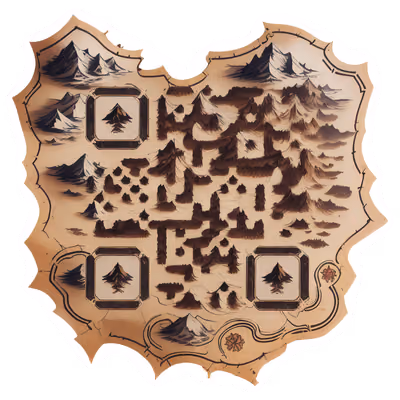 Parchment Mountain Map Ink QR Code for Stickers — image 1