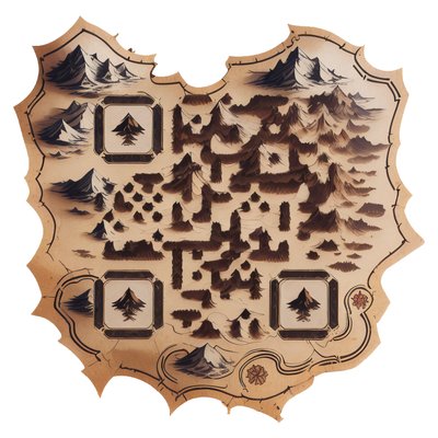 Parchment Mountain Map Ink QR Code for Stickers