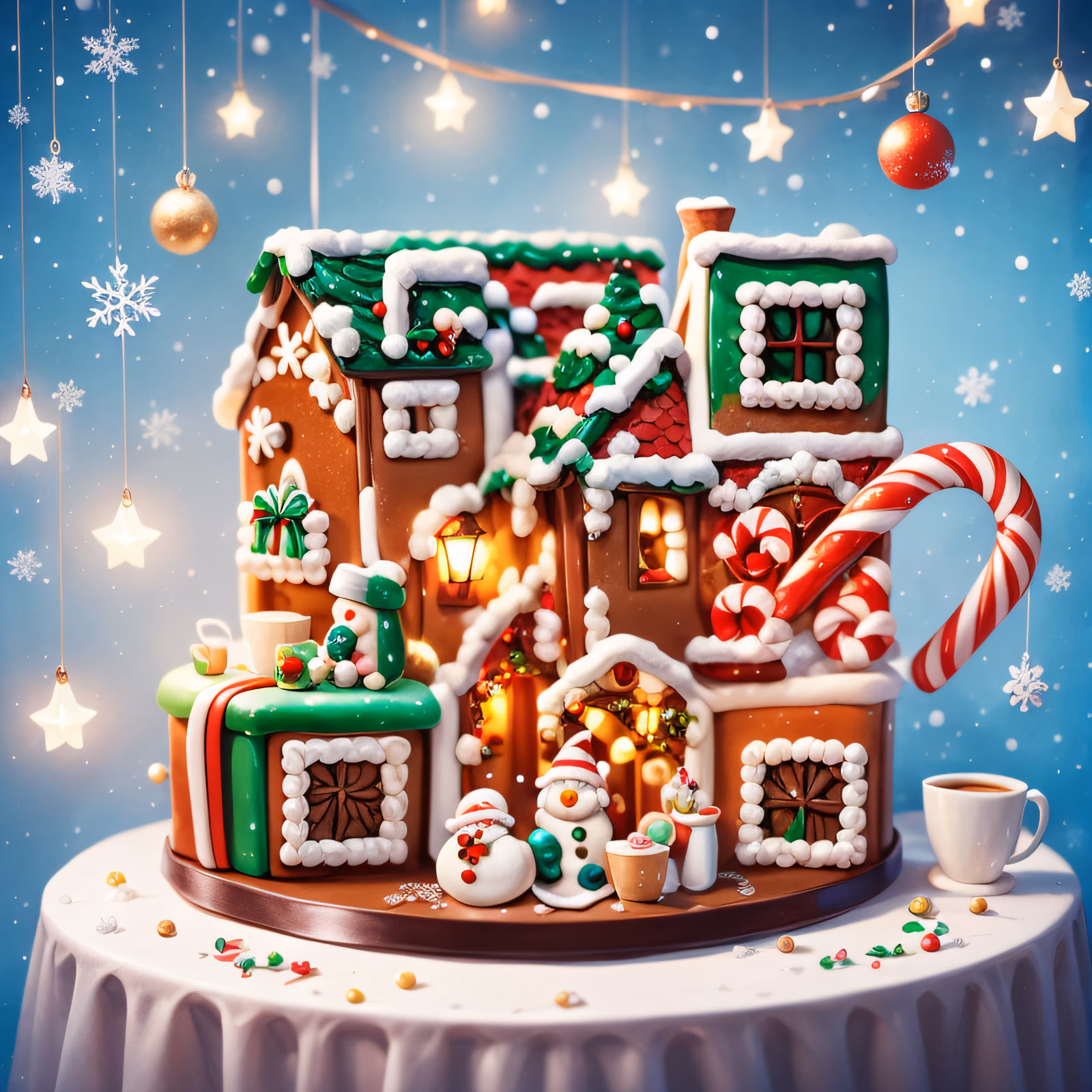 Gingerbread Village Cake 3D QR Code for Greeting Cards — image 1