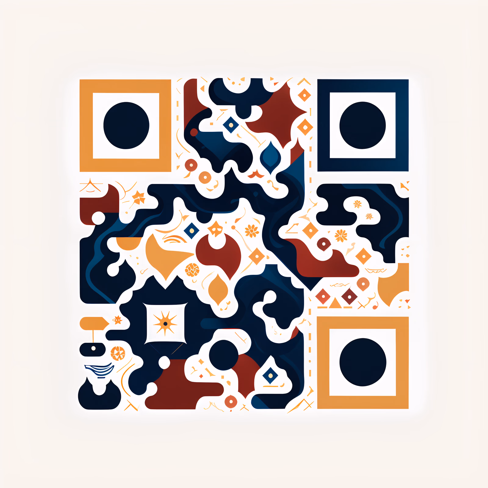 Abstract Navy Ochre Flat Pattern QR Code Art — image 1