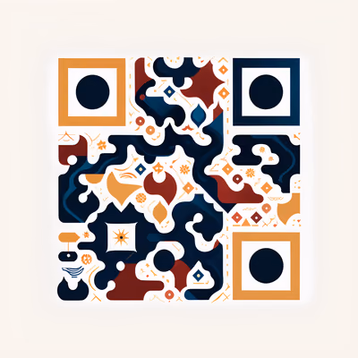 Abstract Navy Ochre Flat Pattern QR Code Art — image 1