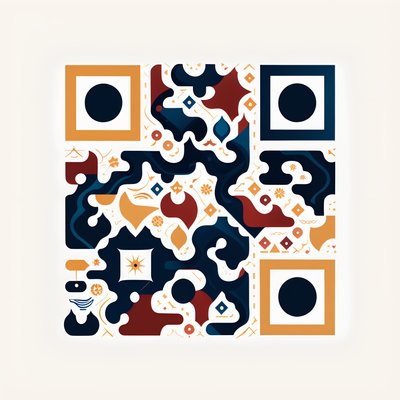 Abstract Navy Ochre Flat Pattern QR Code Art