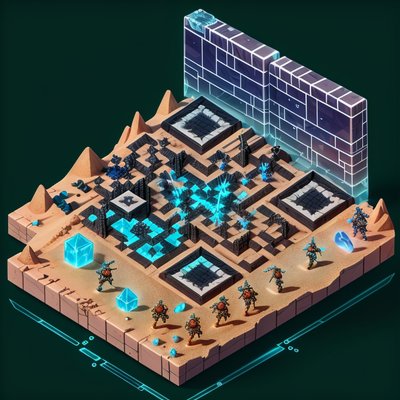 Isometric Desert Battlefield 3D QR Code Art