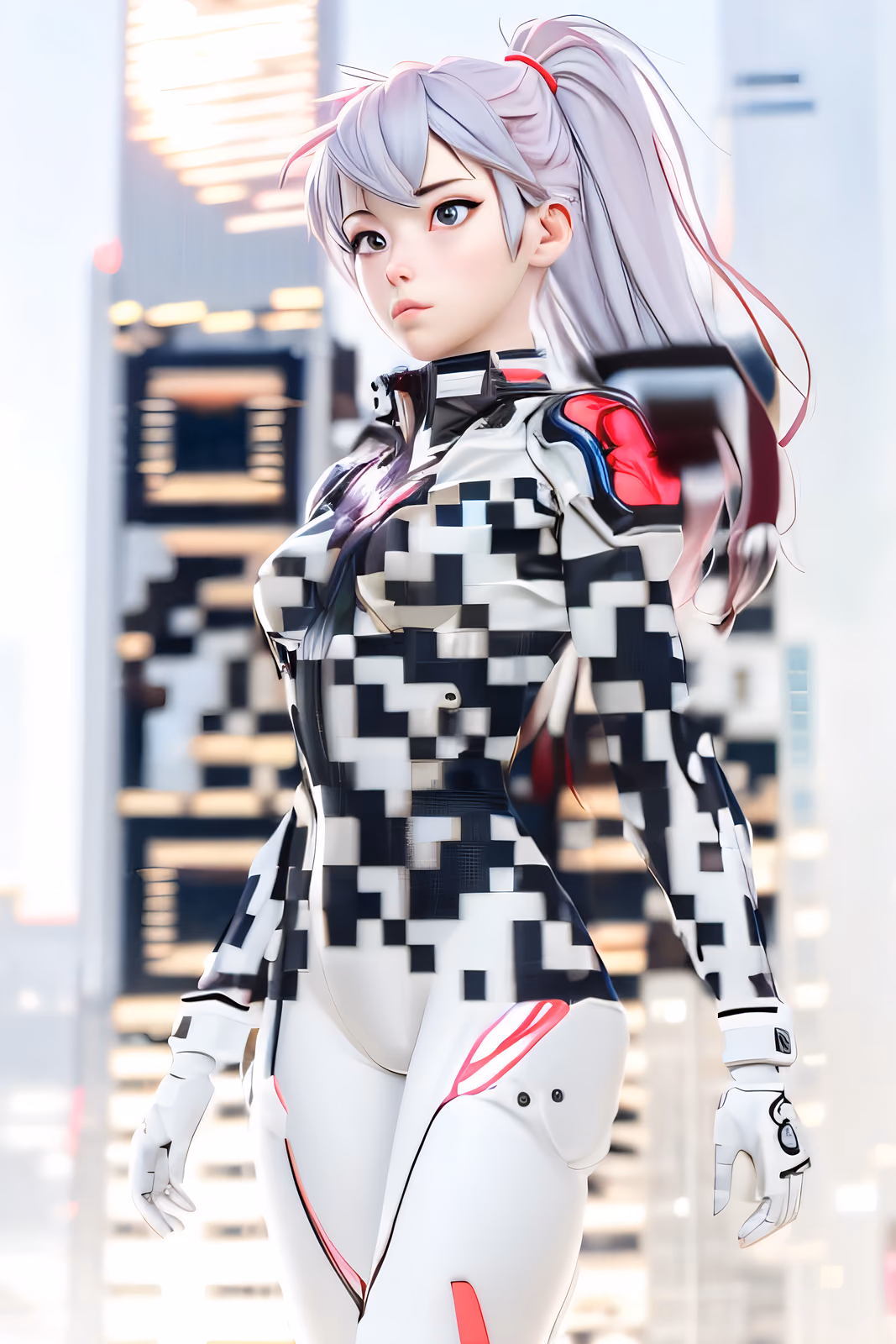 Cyberpunk Anime Girl 3D Render QR Code for Posters — image 1