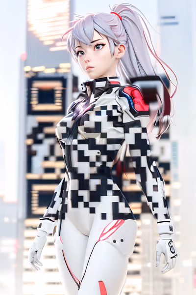 Cyberpunk Anime Girl 3D Render QR Code for Posters — image 1