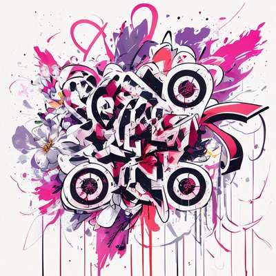 Graffiti Lettering Floral Splash QR Code for Apparel