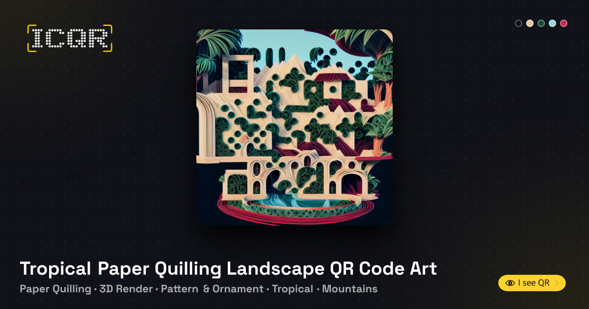 Qr Code Printing Paper Tropical Paper Quilling Landscape QR Code Art • ICQR
