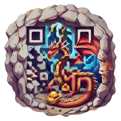 Dragon Treasure Cave Vector QR Code for Stickers