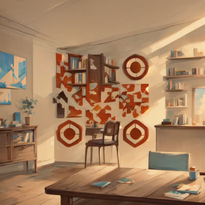 Sunlit Study Room Illustration QR Code Art — image 1