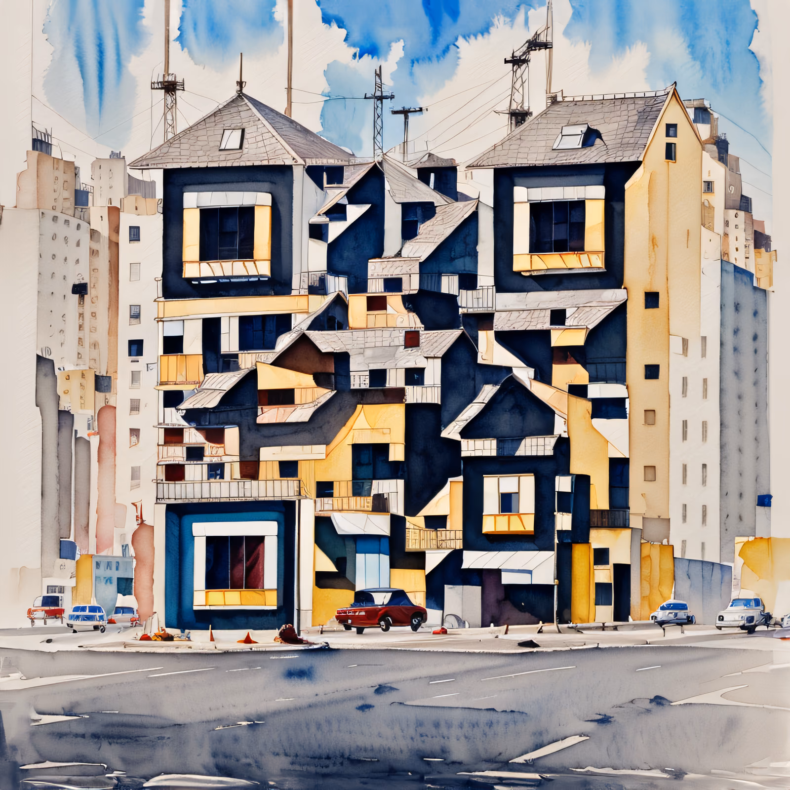 Акварельные городские здания: QR-код — изображение 1