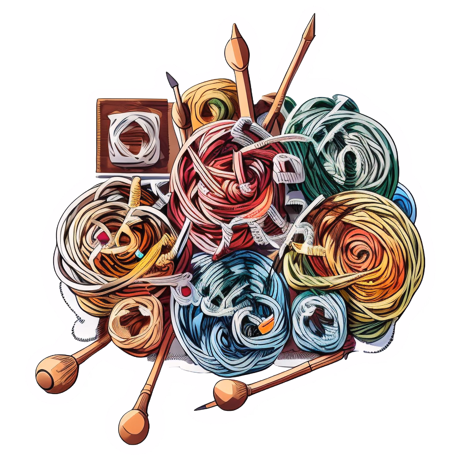 Yarn and Knitting Needles Vector QR Code for Stickers — image 1