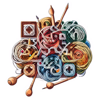 Yarn and Knitting Needles Vector QR Code for Stickers — image 1