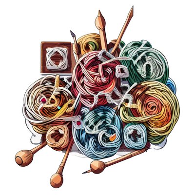 Yarn and Knitting Needles Vector QR Code for Stickers