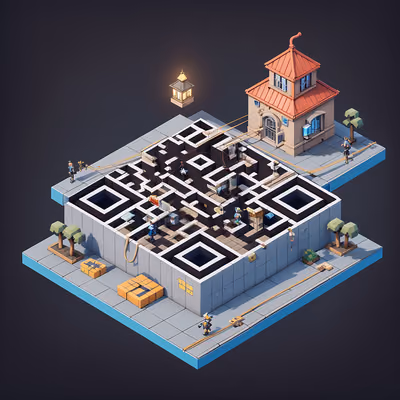 Isometric Thief Rooftop Hideout QR Code Poster — image 1
