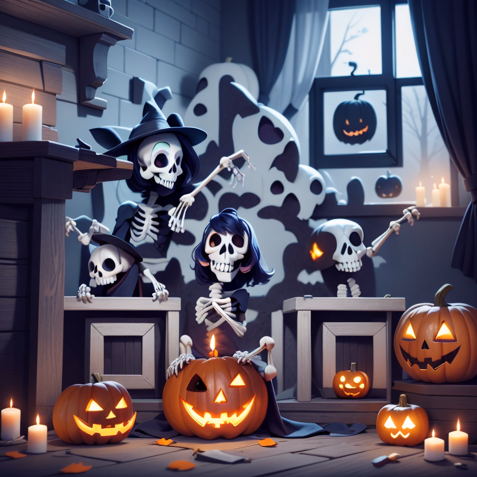 Playful Skeletons and Pumpkins QR Code for Posters — image 1