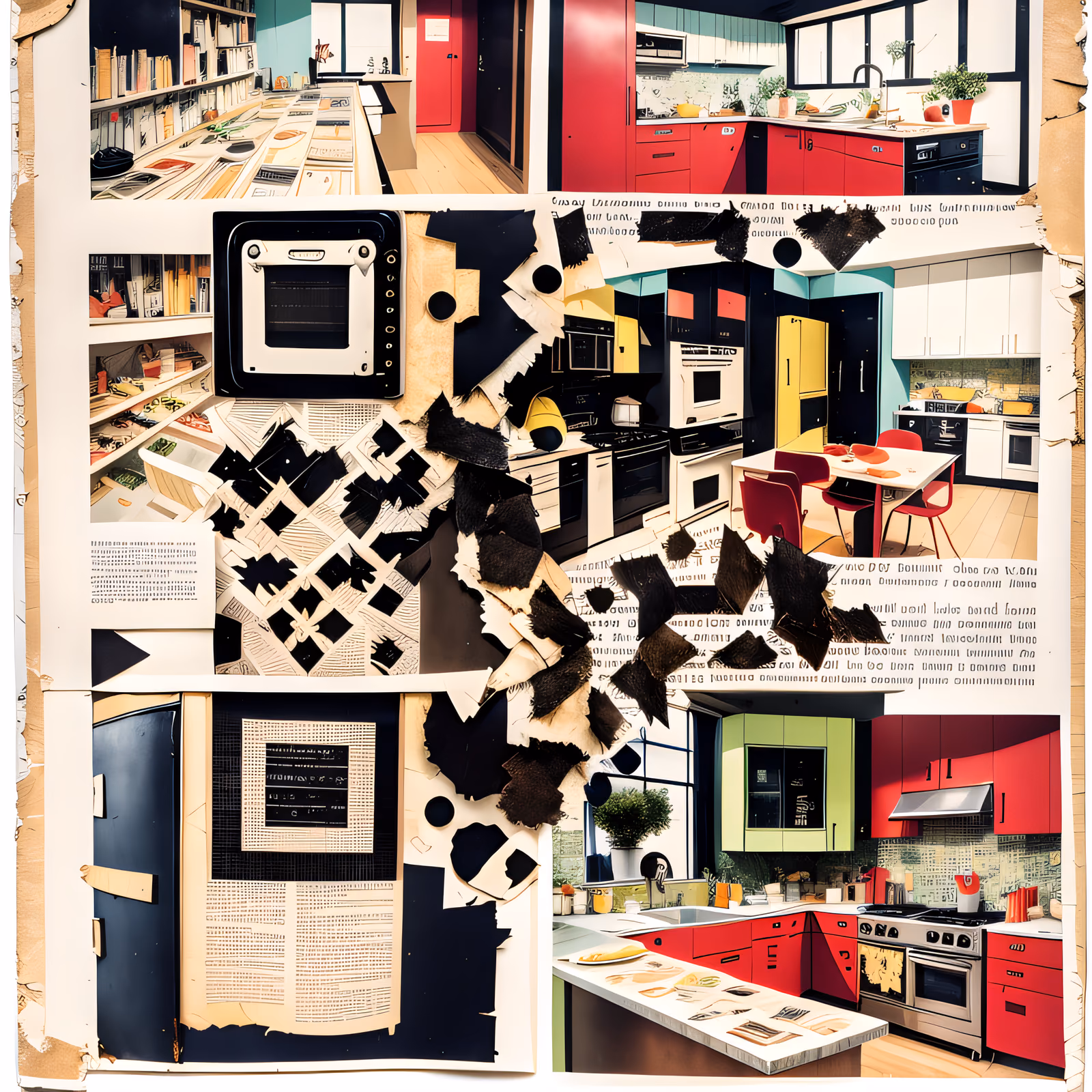 Vintage Kitchen Paper Collage QR Code for Posters — image 1