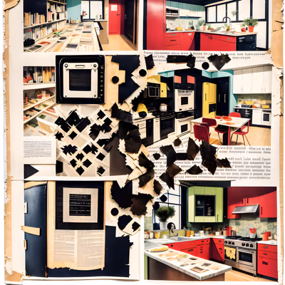 Vintage Kitchen Paper Collage QR Code for Posters — image 1