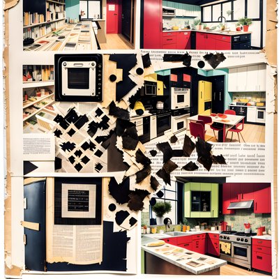 Vintage Kitchen Paper Collage QR Code for Posters