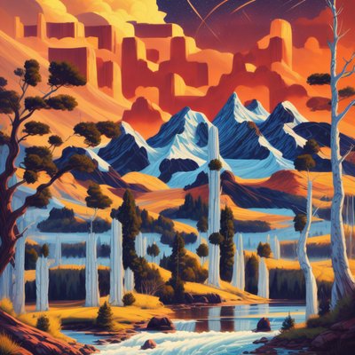 River and Mountain Landscape Vector QR Code Art