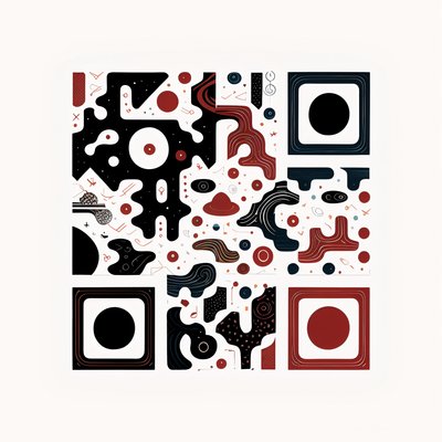Red Black Abstract Blob Pattern QR Code Art