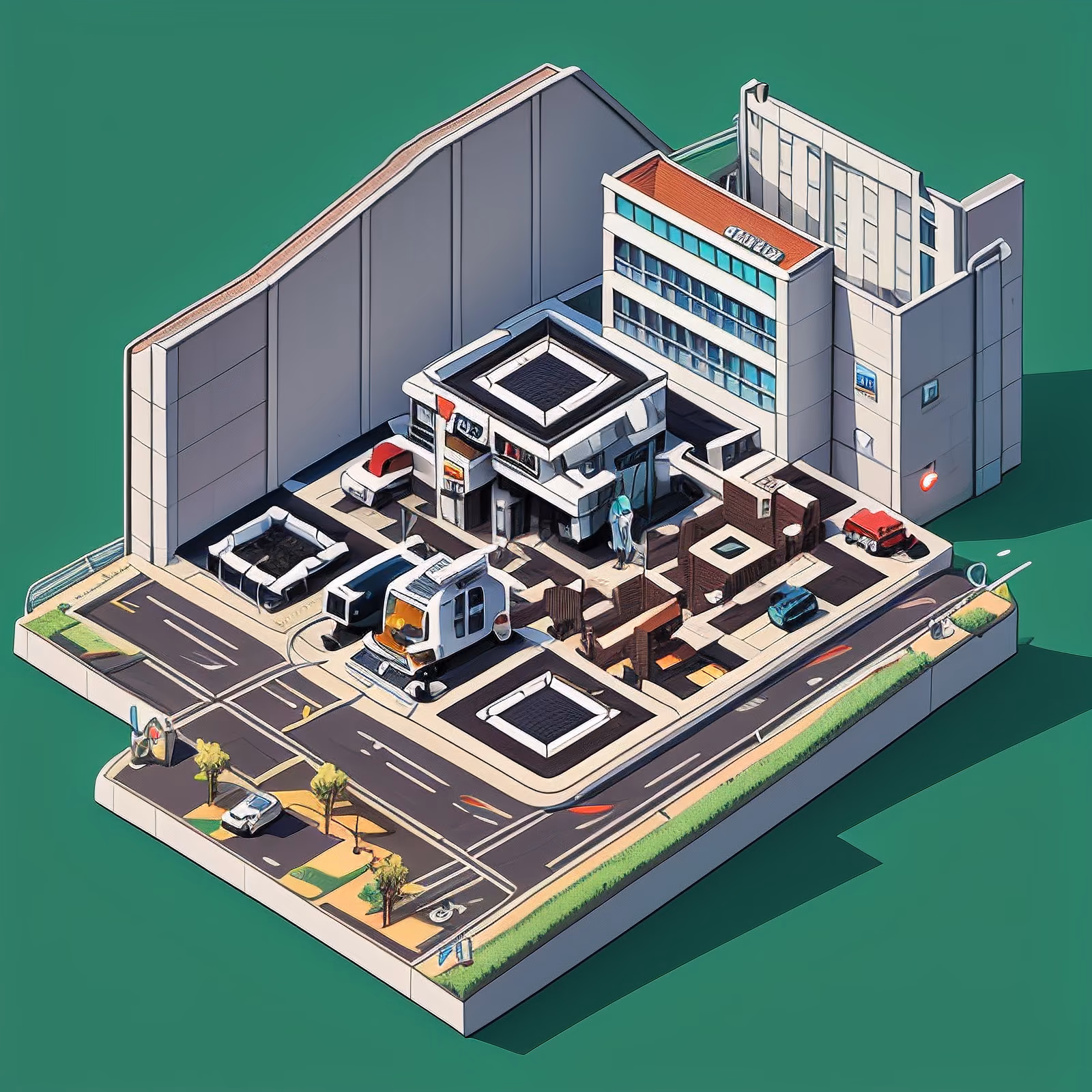Isometric Hospital Complex Comic QR Code Art — image 1